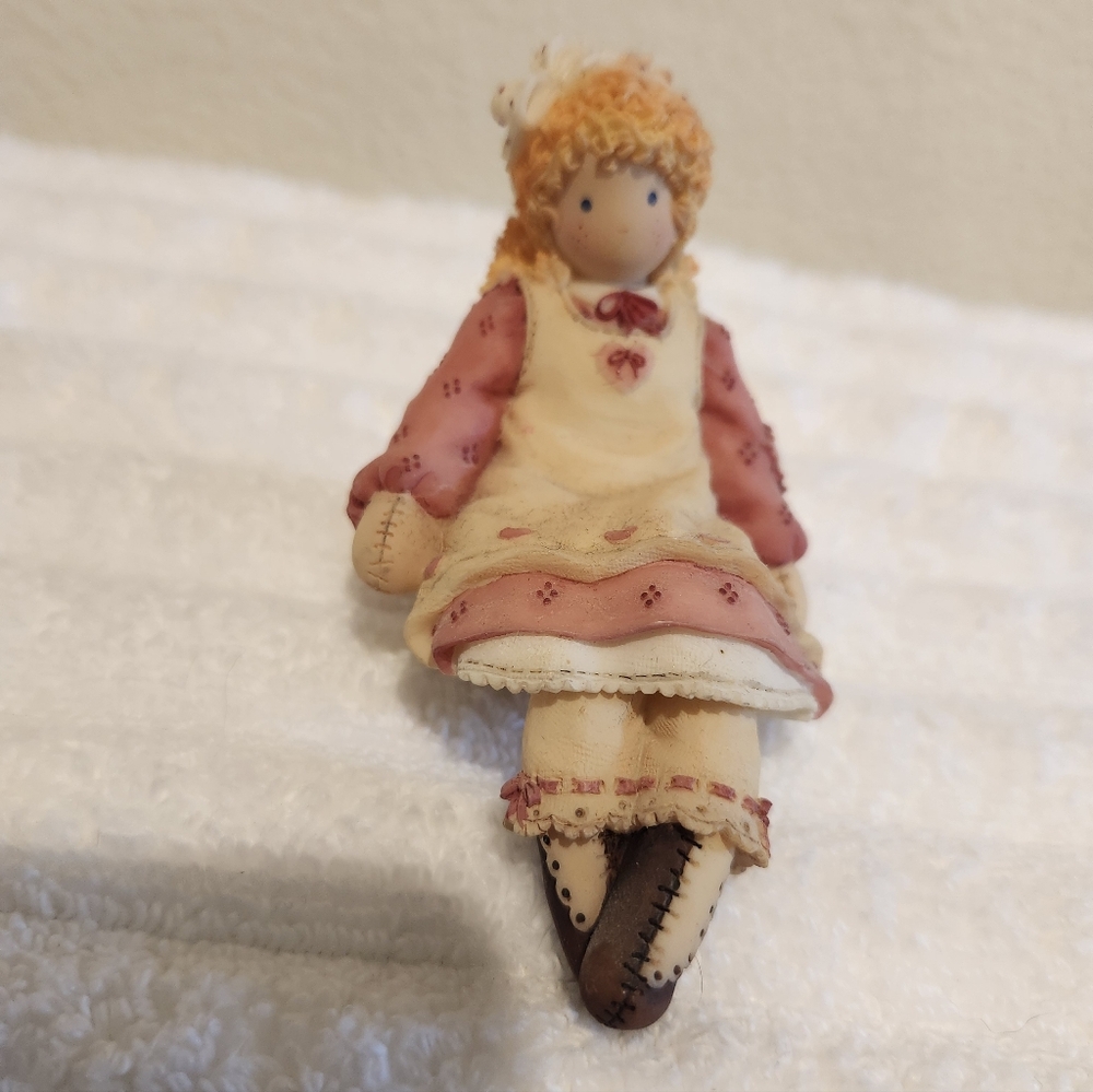 Down Pettitcoat Lane Shelf Sitter Figurine Doll with Pink Dress